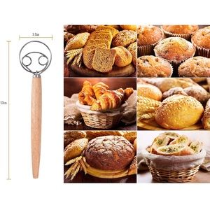 Danish Dough Whisk, Stainless Steel Dutch Style Hand Bread Mixer Dough Whisk